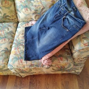 Judy Blue, vintage look jean skirt w/back cut